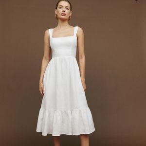 Reformation bucatini white linen dress nwt